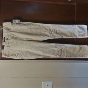 Chaps denim Madden ankle slimming fit cream sz 8 distressed patches jeans